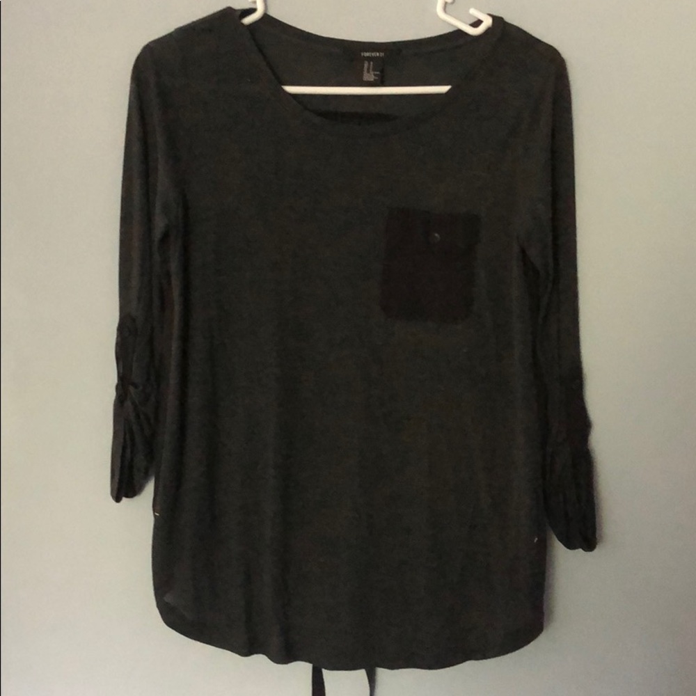 Forever 21 dark grey and black sheer top